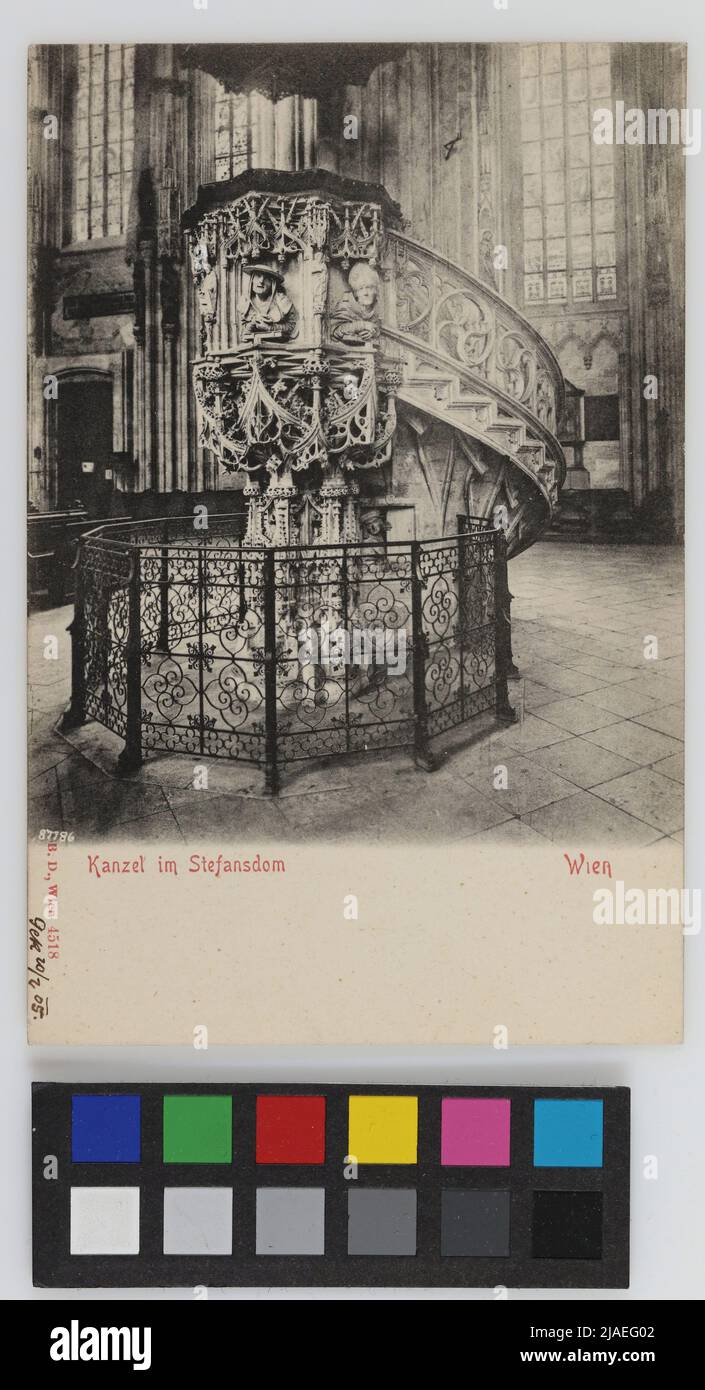 1., Stephansdom - interno - Pulpit, cartolina. Editore tedesco di cartoline, produttore Foto Stock