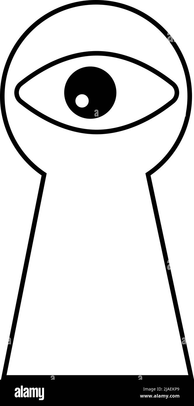 Keyhole con occhio, concetto icona di sorveglianza peepin Illustrazione Vettoriale