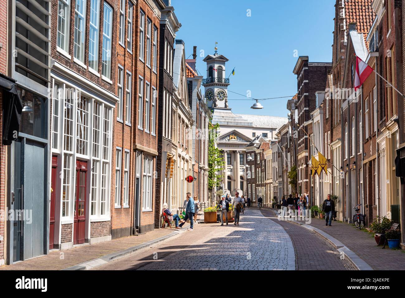 Dordrecht, Paesi Bassi - 8 maggio 2022: Vista panoramica del centro storico di Dordrecht, Paesi Bassi occidentali Foto Stock