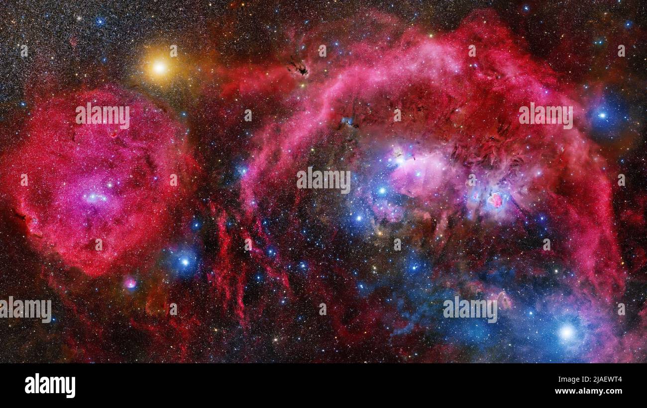 Nascita stella. Le stelle si formano nella nebulosa e nuvole di polvere e gas. Foto Stock
