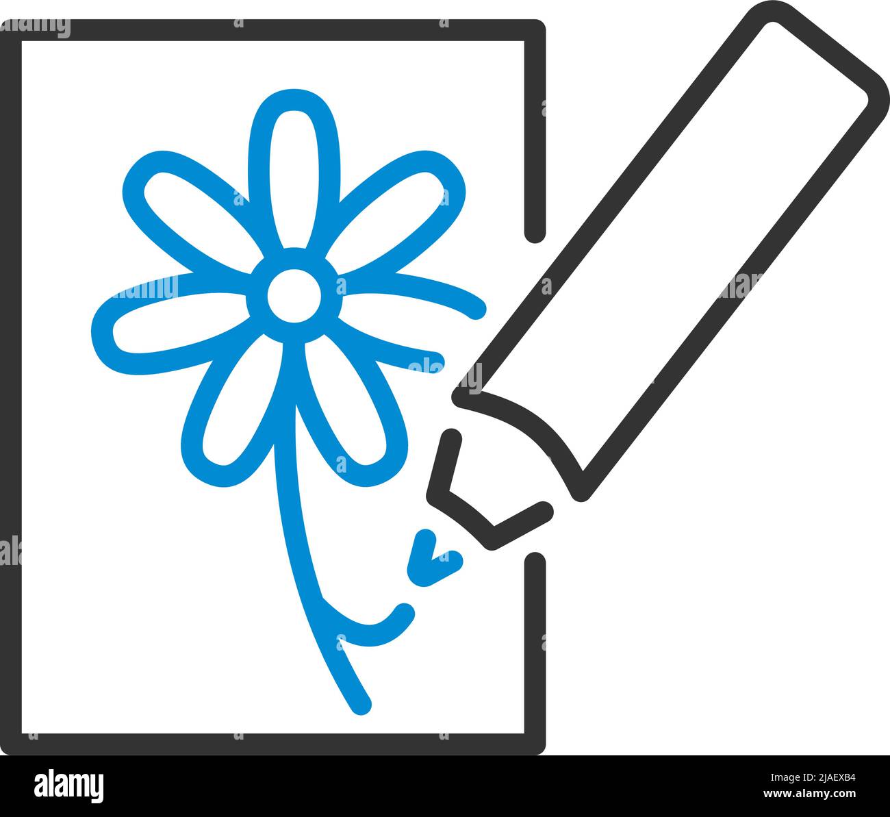 Icona di schizzo con matita. Contorno grassetto modificabile con disegno riempimento colore. Illustrazione vettoriale. Illustrazione Vettoriale