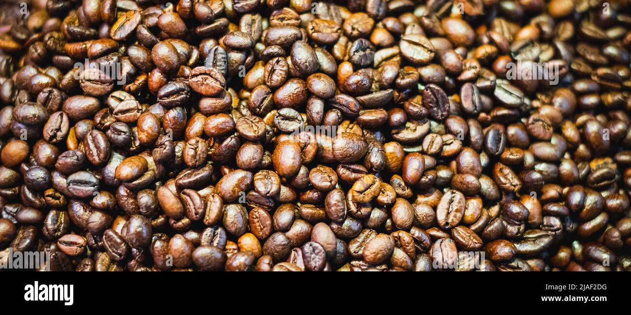 fondo caffè, chicchi di caffè macro, Foto Stock