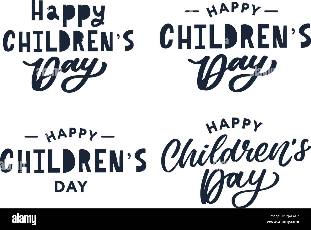 Buon giorno dei bambini. Frase vacanza. Lettere vettoriali disegnate a mano Illustrazione Vettoriale