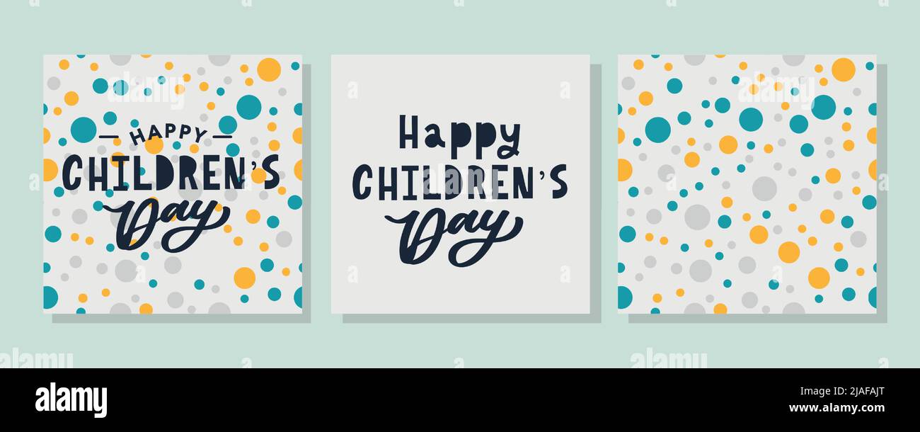 Buon giorno dei bambini. Frase vacanza. Lettere vettoriali disegnate a mano Illustrazione Vettoriale