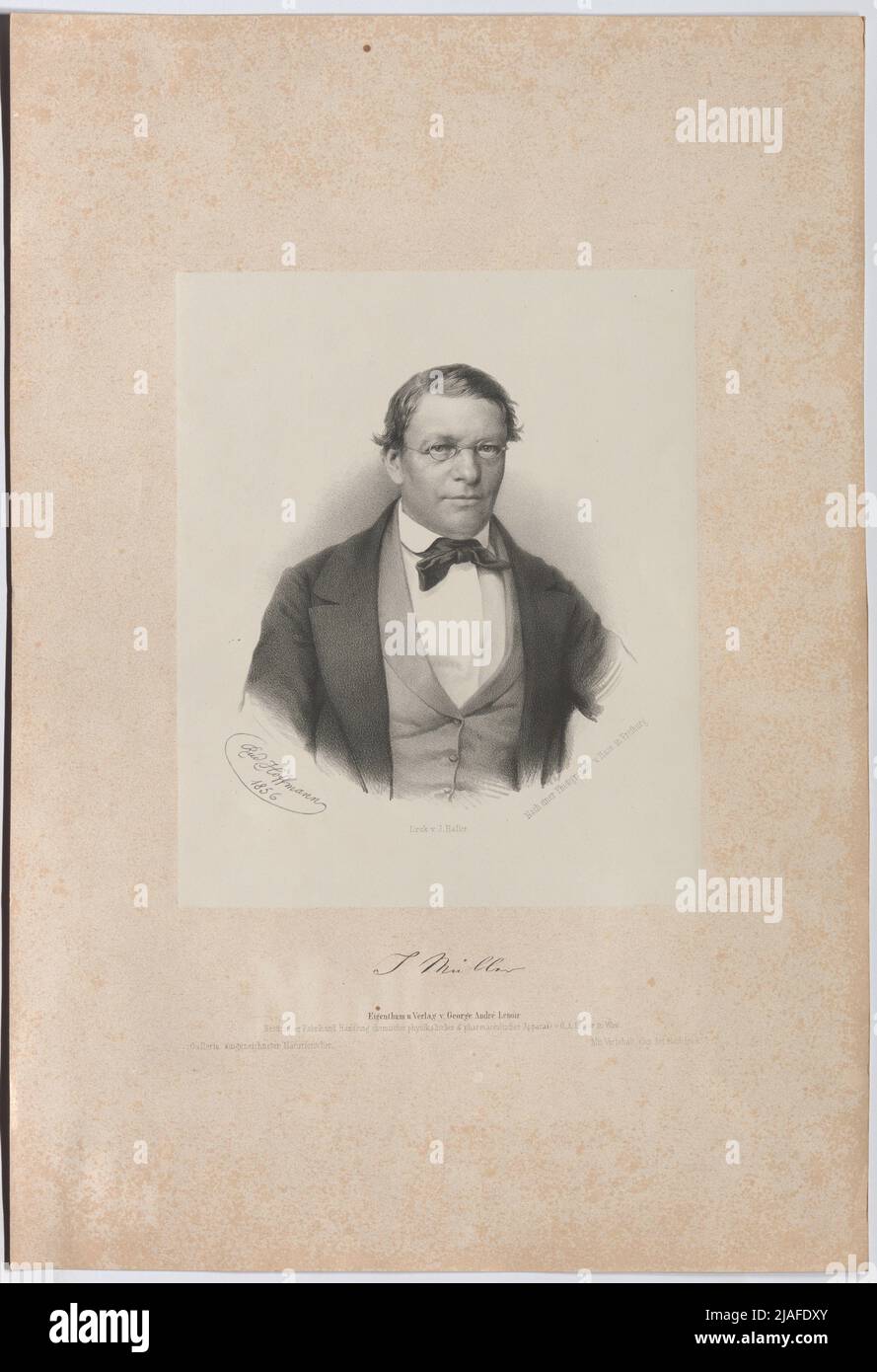 J Müller '. Johann Heinrich Jakob () Müller, fisico (). Rudolf Hoffmann, litografo, Joh. Haller, stampante, George André Lenoir (1825-1909), casa editrice Foto Stock