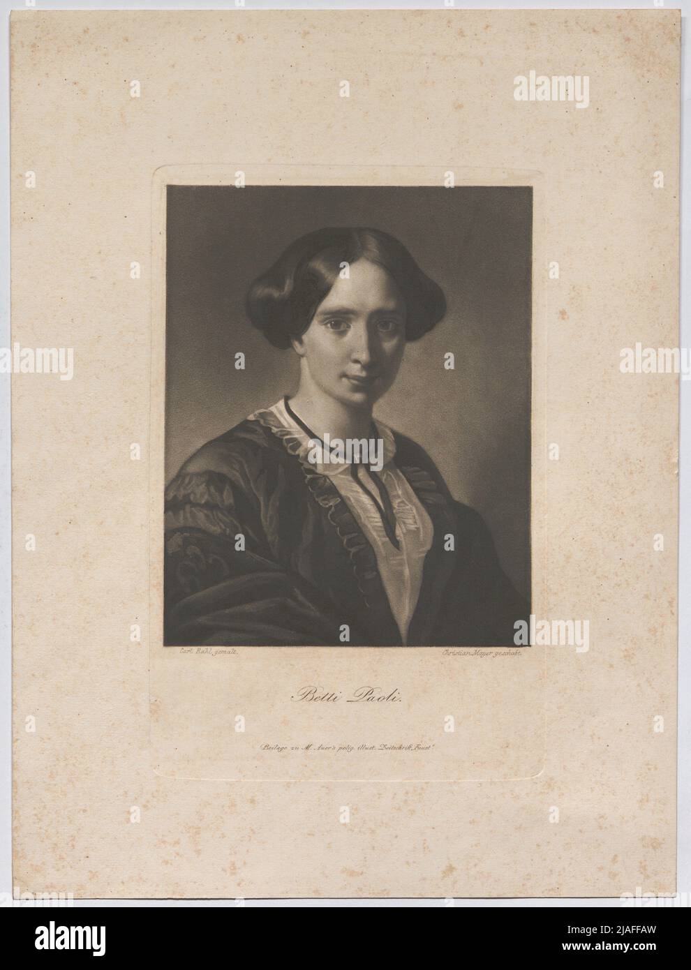 Betti Paoli. '. Betty Paoli (essenziale Babette (Barbara) Elisabeth Glück), scrittore. Christian Mayer (1812-1870), artista Mezzotint, dopo: Carl Rahl (1812-1865), artista Foto Stock