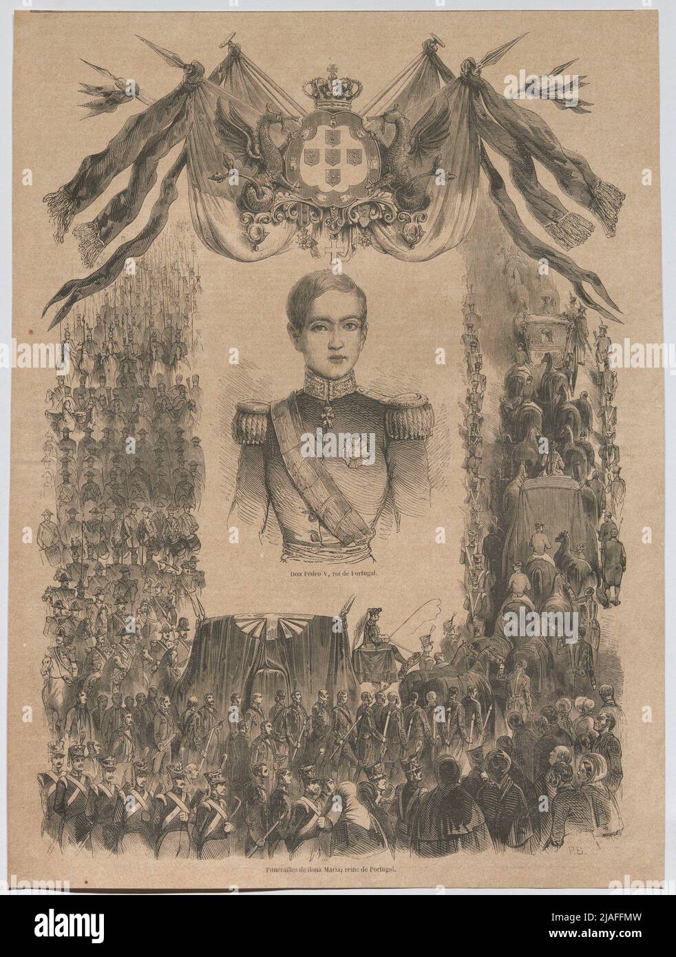 Don Pedro V, Roi de Portugal. Funérailles de Dona Maria, Reine de Portugal. ' Foto Stock