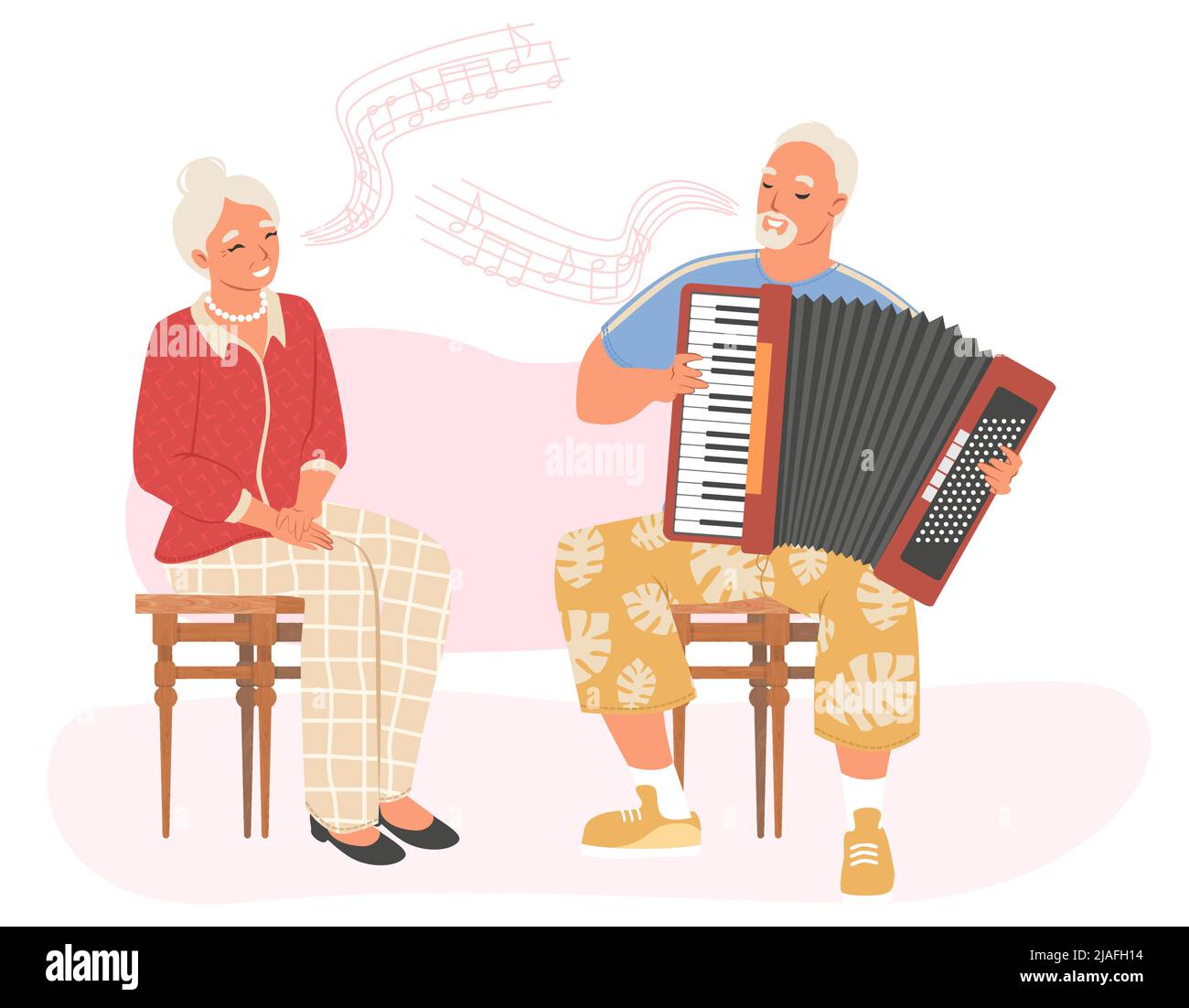 Anziani che cantano illustrazione vettoriale piatta Illustrazione Vettoriale