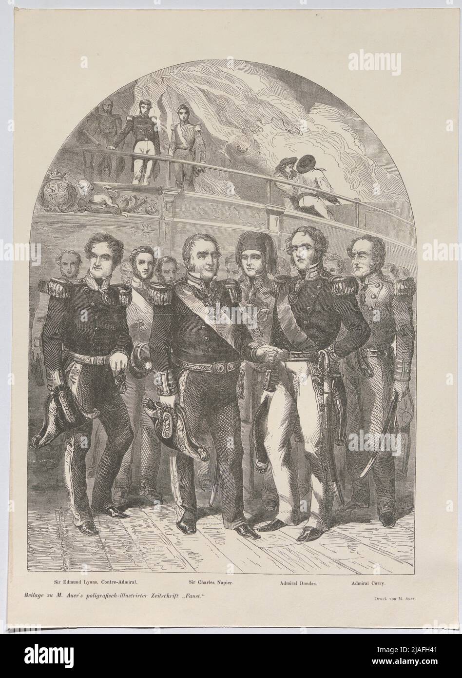 Sir Edmund Lyons, Contre-Ammiral. Sir Charles Napier. Ammiraglio Dundas. Ammiraglio Corry.". Brigche Admirale; Sir Edmund Lyons, Sir Charles Napier, Sir Richard Saunders Dundas, Henry Thomas Lowry Corry. M. Auer, stampante, editore Foto Stock