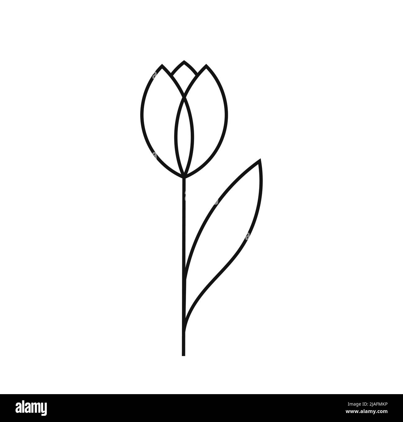 Simbolo dell'icona della linea di fiori di tulipano. Illustrazione vettoriale. Illustrazione Vettoriale