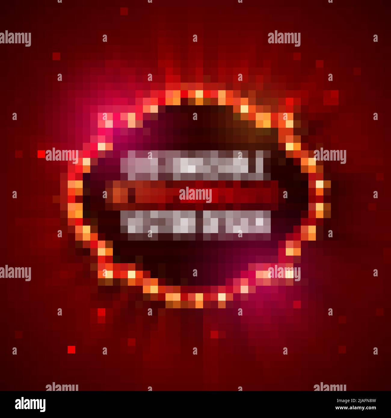 Illustrazione di Vector retro Billboard o Lightbox con design personalizzabile su sfondo rosso lucido. Cornice della lampadina o cartello Vintage Bright per Illustrazione Vettoriale