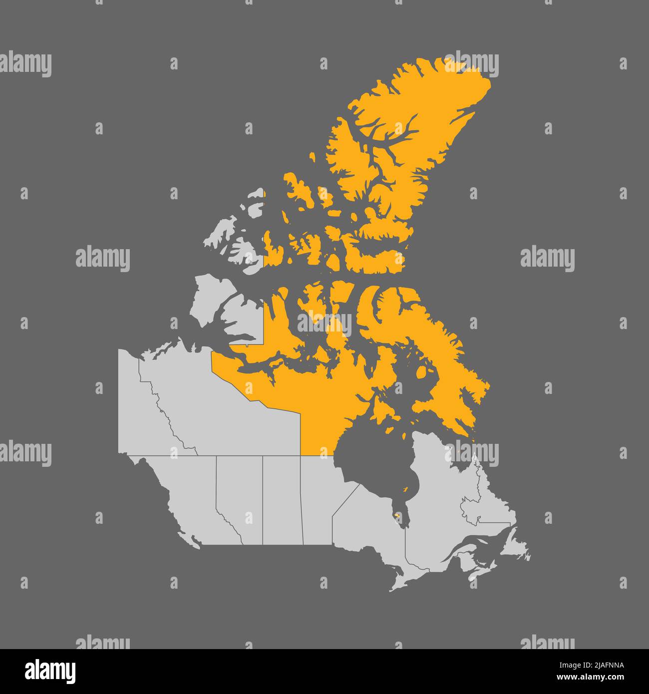 Territorio Nunavut evidenziato sulla mappa del Canada Illustrazione Vettoriale