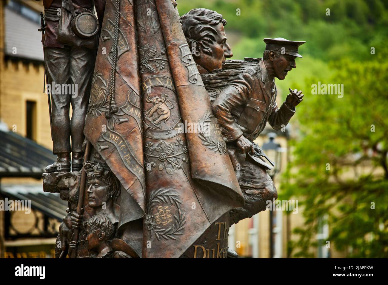 Halifax West Yorkshire, Duca di Wellington Regimental Memorial, busto del Duca di Wellington Foto Stock