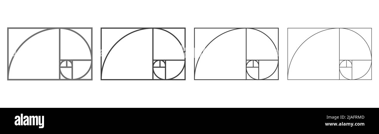 Disegno vettoriale in rapporto d'oro di Fibonacci Illustrazione Vettoriale