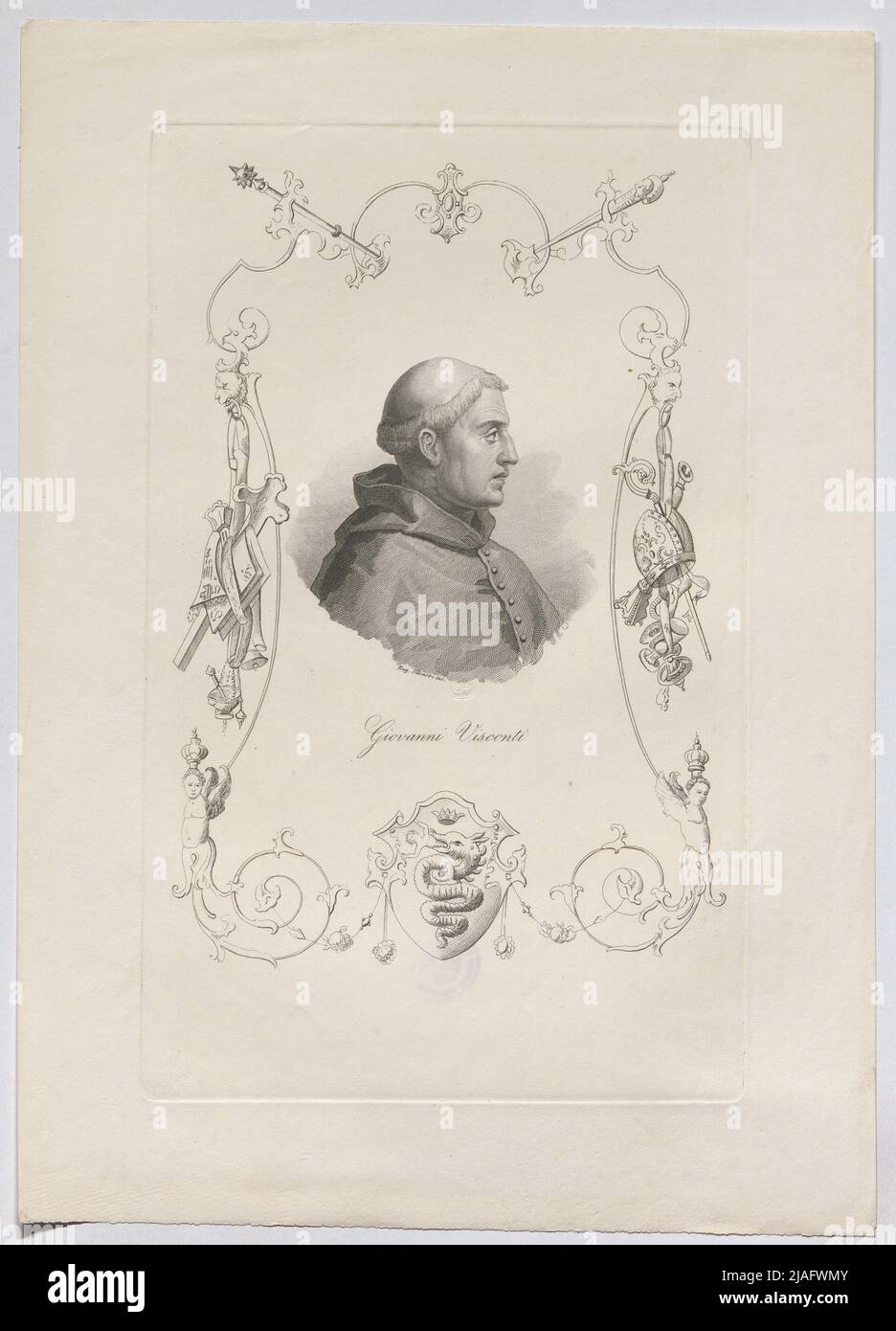 Giovanni Visconti '. Giovanni Visconti, Erzbischof von Mailand. Eugen Silvestri, artista Foto Stock