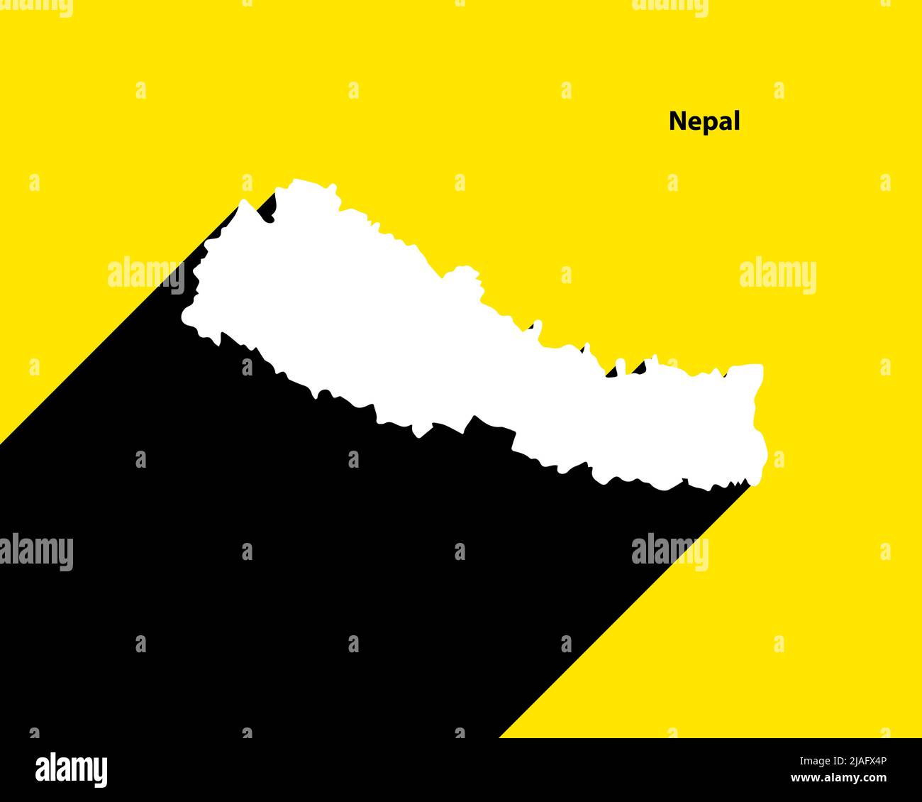 Mappa del Nepal su poster retrò con lunga ombra. Segno vintage facile da modificare, manipolare, ridimensionare o colorare. Illustrazione Vettoriale