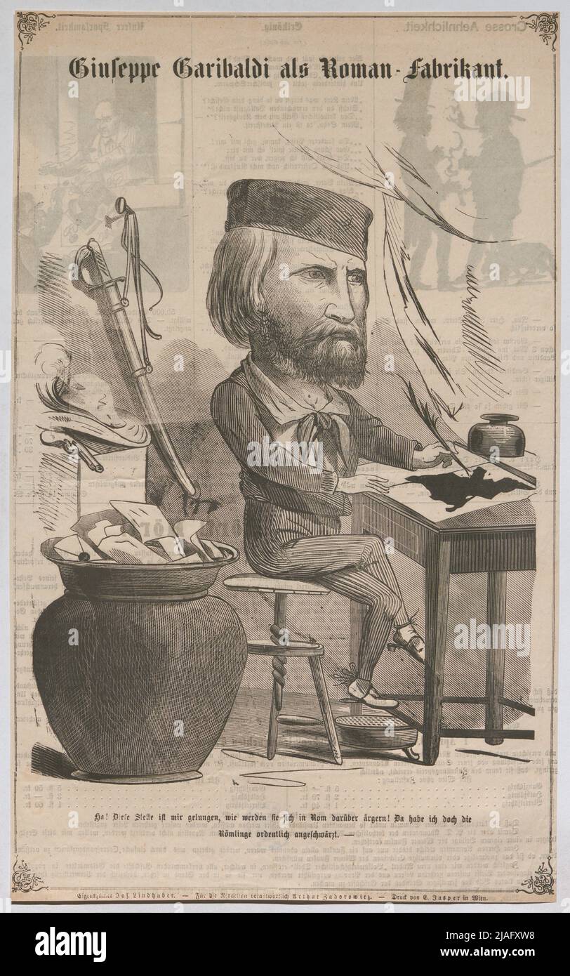 Giuseppe Garibaldi come nuovo produttore (caricatura da 'Wiener Funken'). Sconosciuto Foto Stock