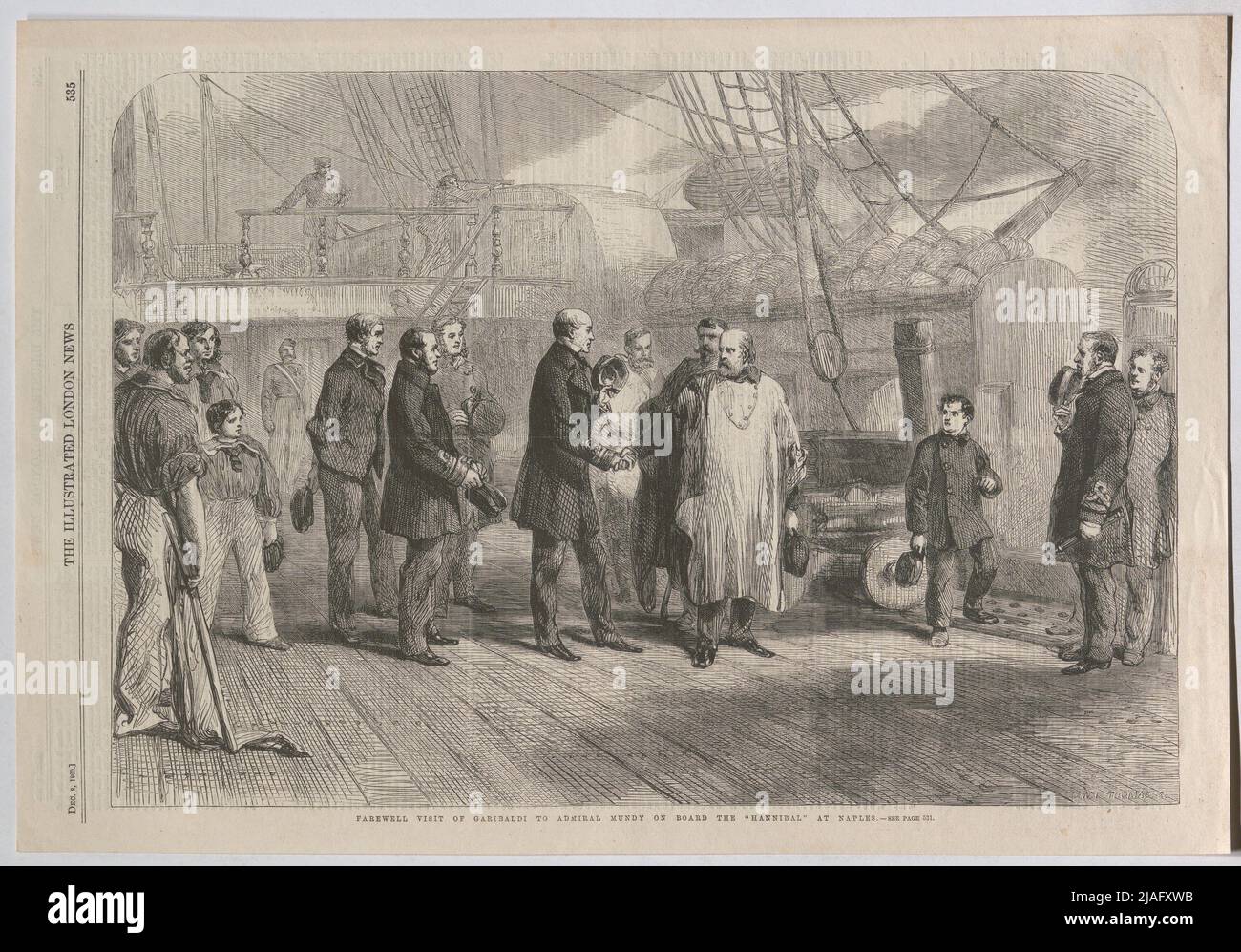 Addio visita di Garibaldi all'ammiraglio Mundy a bordo dell'Annibale di  Napoli. Visita di addio di Giuseppe Garibaldi all'Ammiraglio Mundy a bordo  dell'Annibale di Napoli (dalla 'Illustrated London News'). William Luson  Thomas (1830-1900) ,
