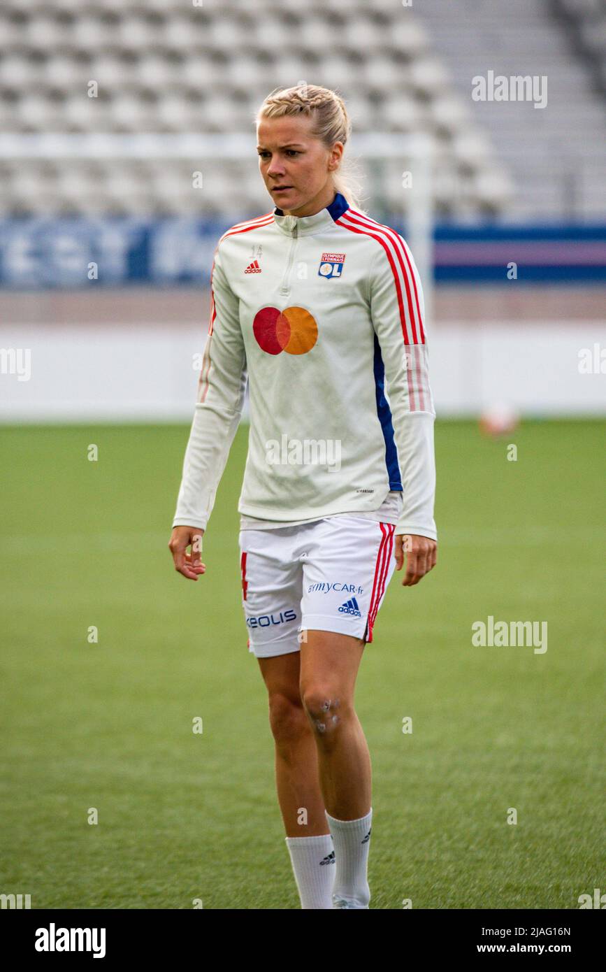 ADA Hegerberg dell'Olympique Lyonnais si scalda davanti al campionato francese femminile, D1 partita di calcio Arkema tra Paris Saint-Germain e Olympique Lyonnais (Lione) il 29 maggio 2022 allo stadio Jean Bouin di Parigi, Francia - Photo Melanie Laurent / A2M Sport Consulting / DPPI Foto Stock
