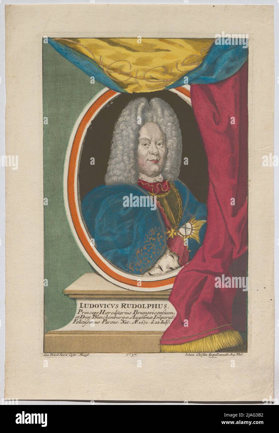 Luigi Rudolph, Haereditarius Brunswick, e il capo di Blanckenburgae Augustine comandi: Felicissimus genitore. NAT. Ao. 1672, d.. 22. '. Ludwig Rudolf, Herzog von Braunschweig-Wolfenbüttel, Fürst von Blankenburg. Christian Leopold (1699-1755), editore Foto Stock