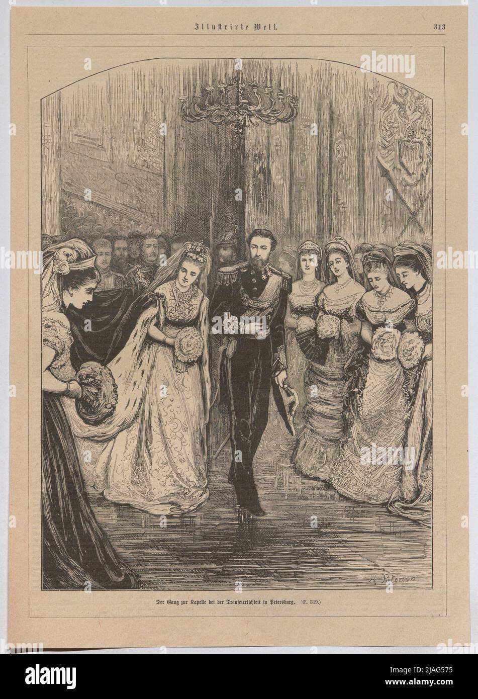 La passeggiata per la cappella nel caso della qualificazione di aves a Pietroburgo. La Granduchessa Marie Alexandrowna dalla Russia e il duca Alfred von Sachsen-Coburg e Gotha; la passeggiata alla cappella nel corso delle grondaie di San Pietroburgo (dal 'mondo illustrato'). Helen Paterson (1848-1926), artista Foto Stock