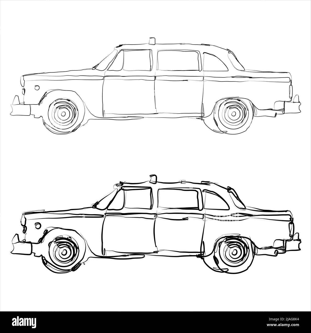 Disegno a mano libera vettore illustrazione Bus, Taxi, Microlet, Jakarta città mezzi di trasporto pubblico, Indonesia Illustrazione Vettoriale