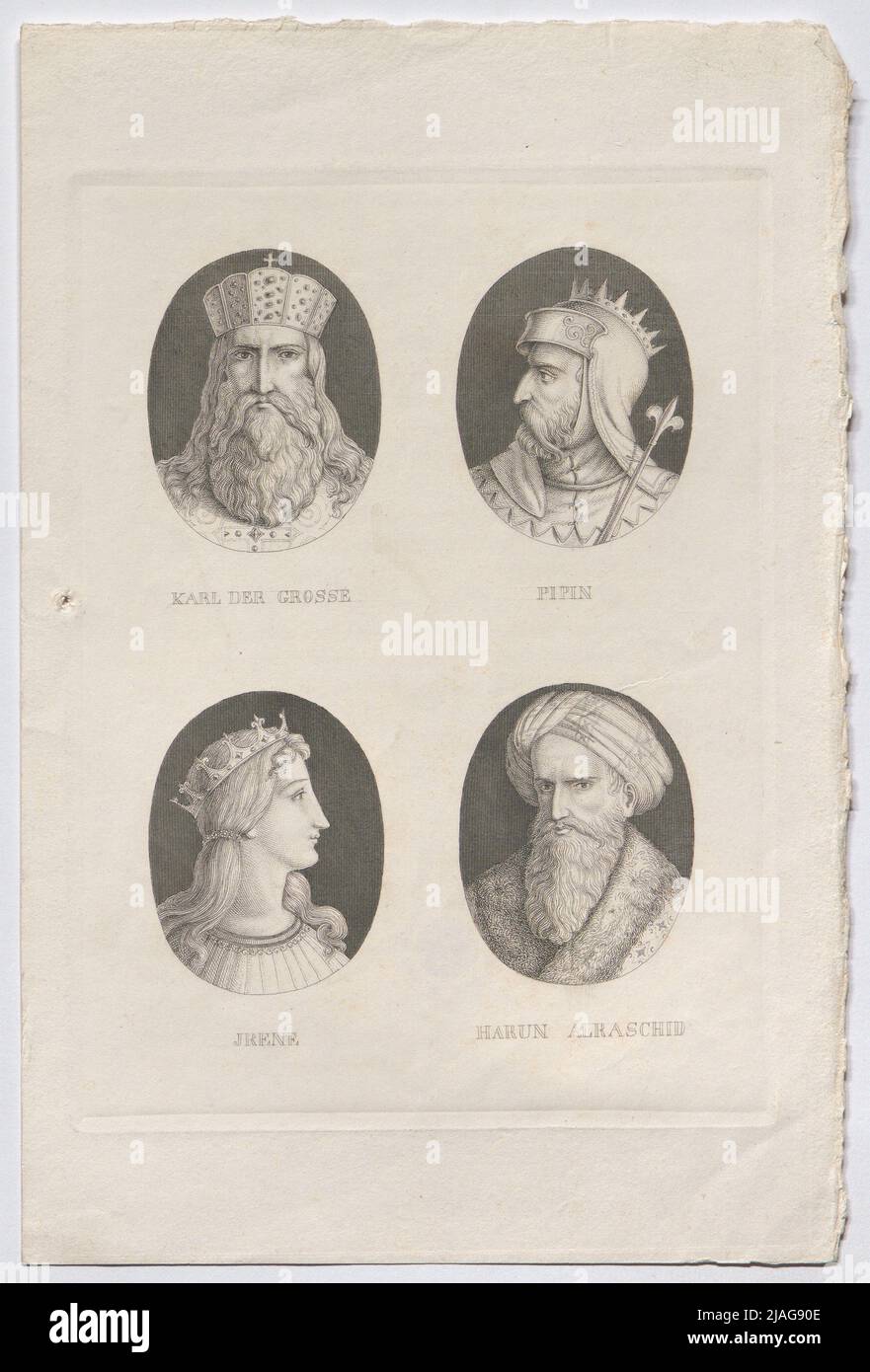 Carlo Magno, Pipin, Irene, Harun Alraschid '. Regnante del Medioevo; Carlo Magno, Pippin il giovane, Irene (von Atene), Harun Ar-Raschid. Sconosciuto Foto Stock