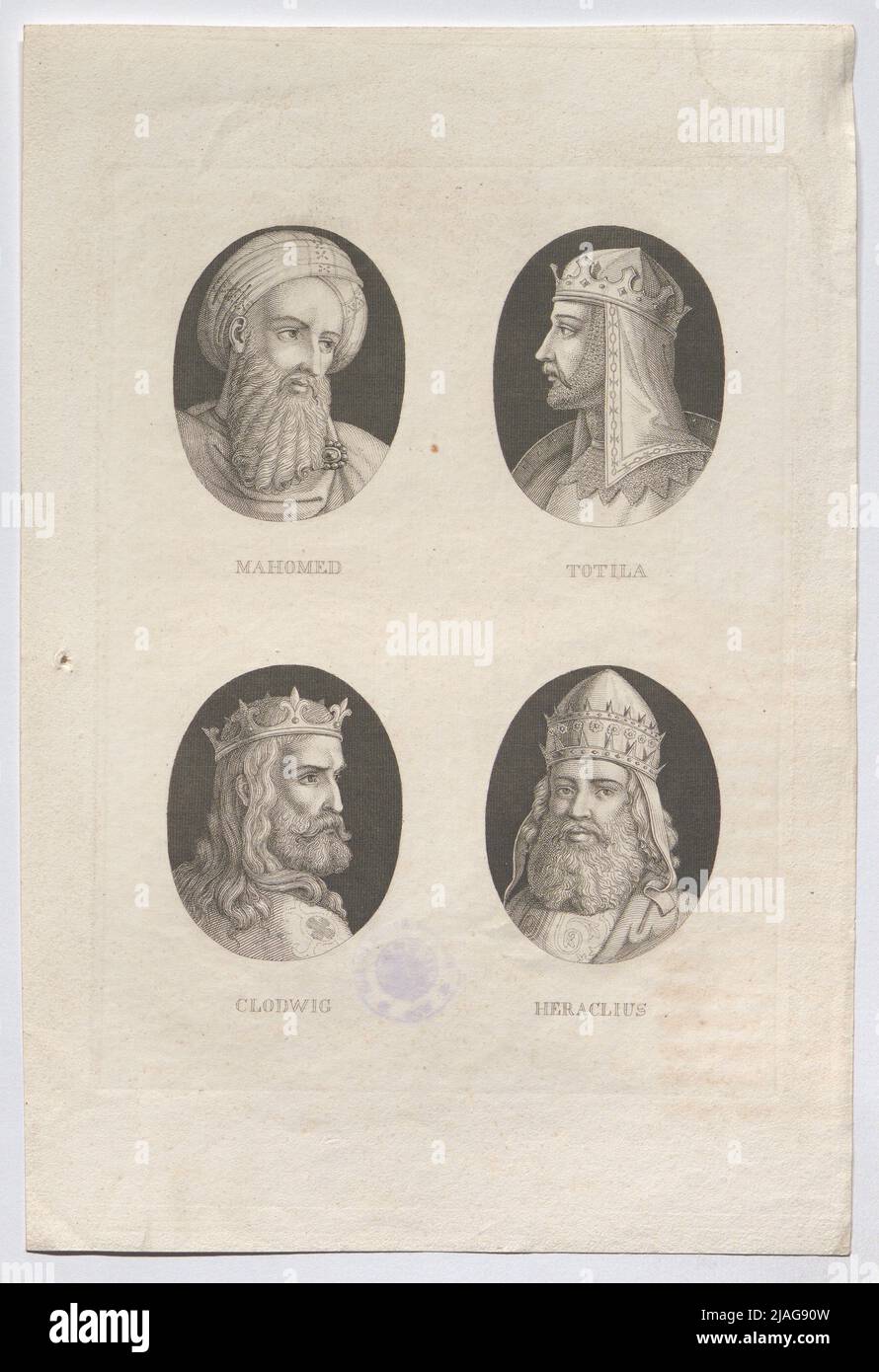 Mahomed, Totila, Presidente, Heraclius '. Persönlichkeiten der Spätantike; Mohammed, Totila, presbiteriano I., Herakleios. Sconosciuto Foto Stock