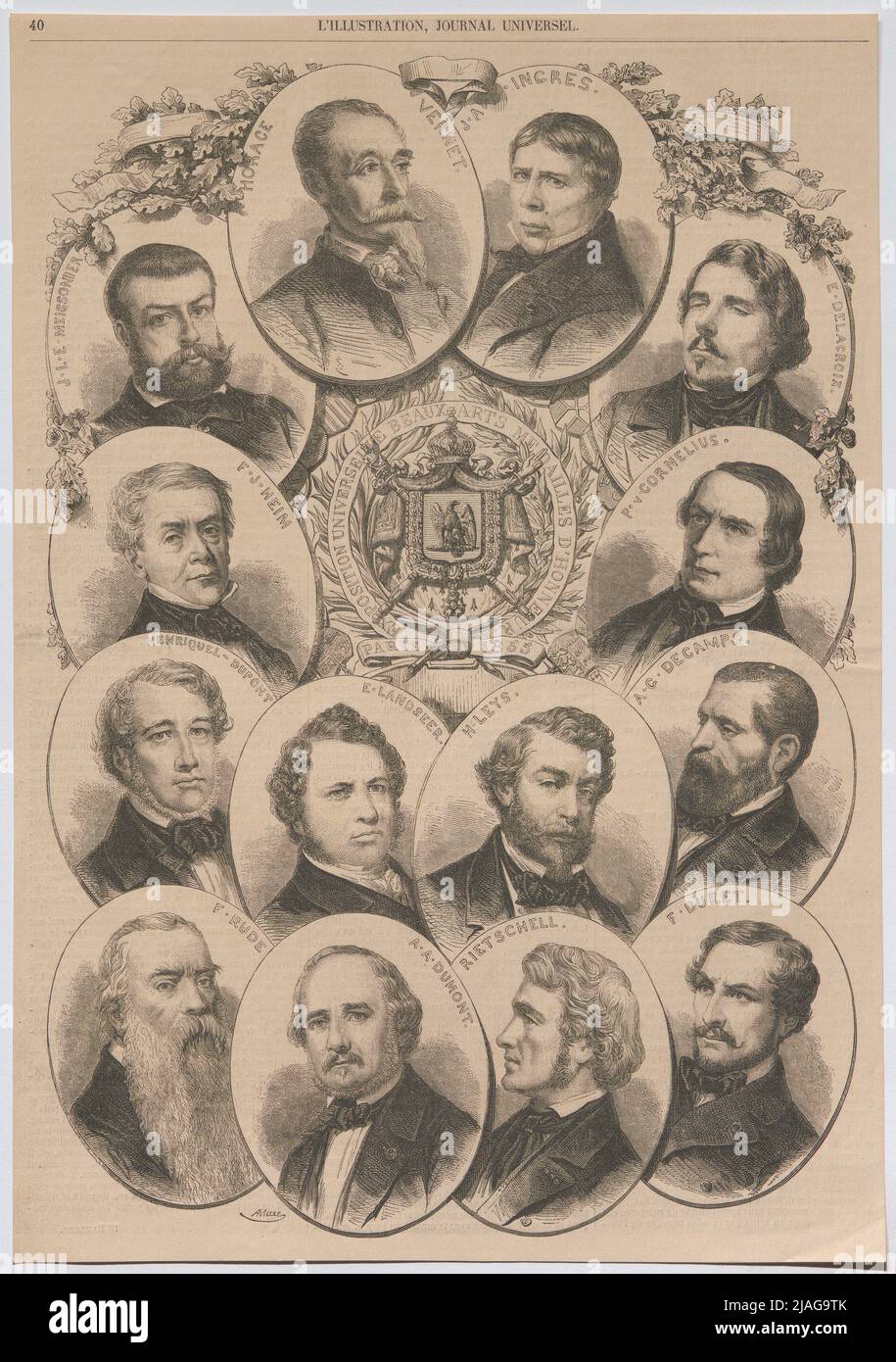 Esposizione Universal Beaux Arts Medailles D´honneur. Parigi 1855 '. Artisti che sono stati onorati con una medaglia; tra cui Delacroix, Cornelius, Landseer ecc Foto Stock