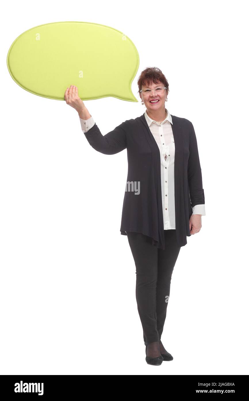 Immagine di donna matura isolata su sfondo bianco Foto Stock