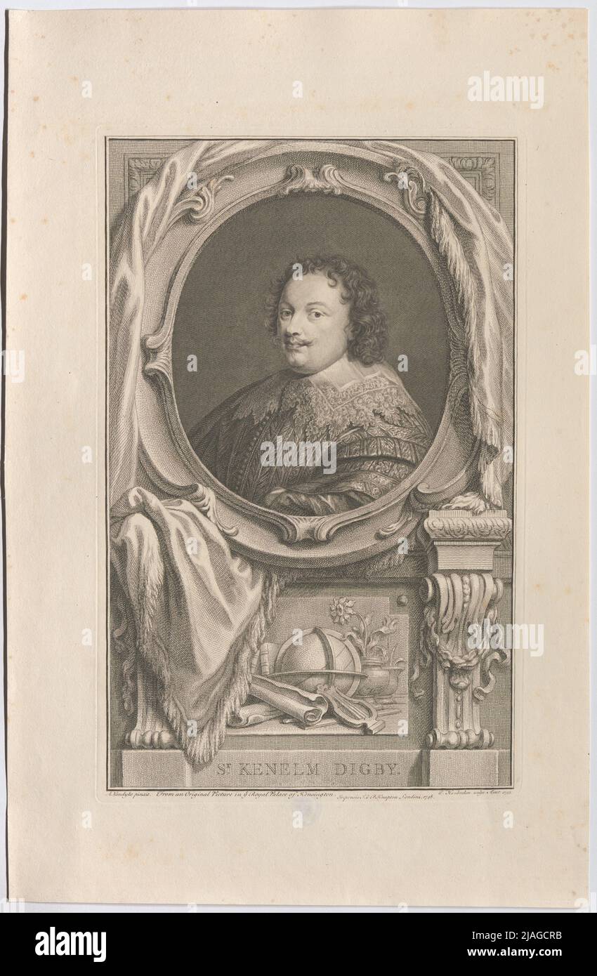 Sir Kenelm Digby. Jakob Houbraken (1698—1780), incisore di rame, dopo: Anthonis Van Dyck (1599—1641), Peintre, J. & P. Knapton, stampante, Editore Foto Stock