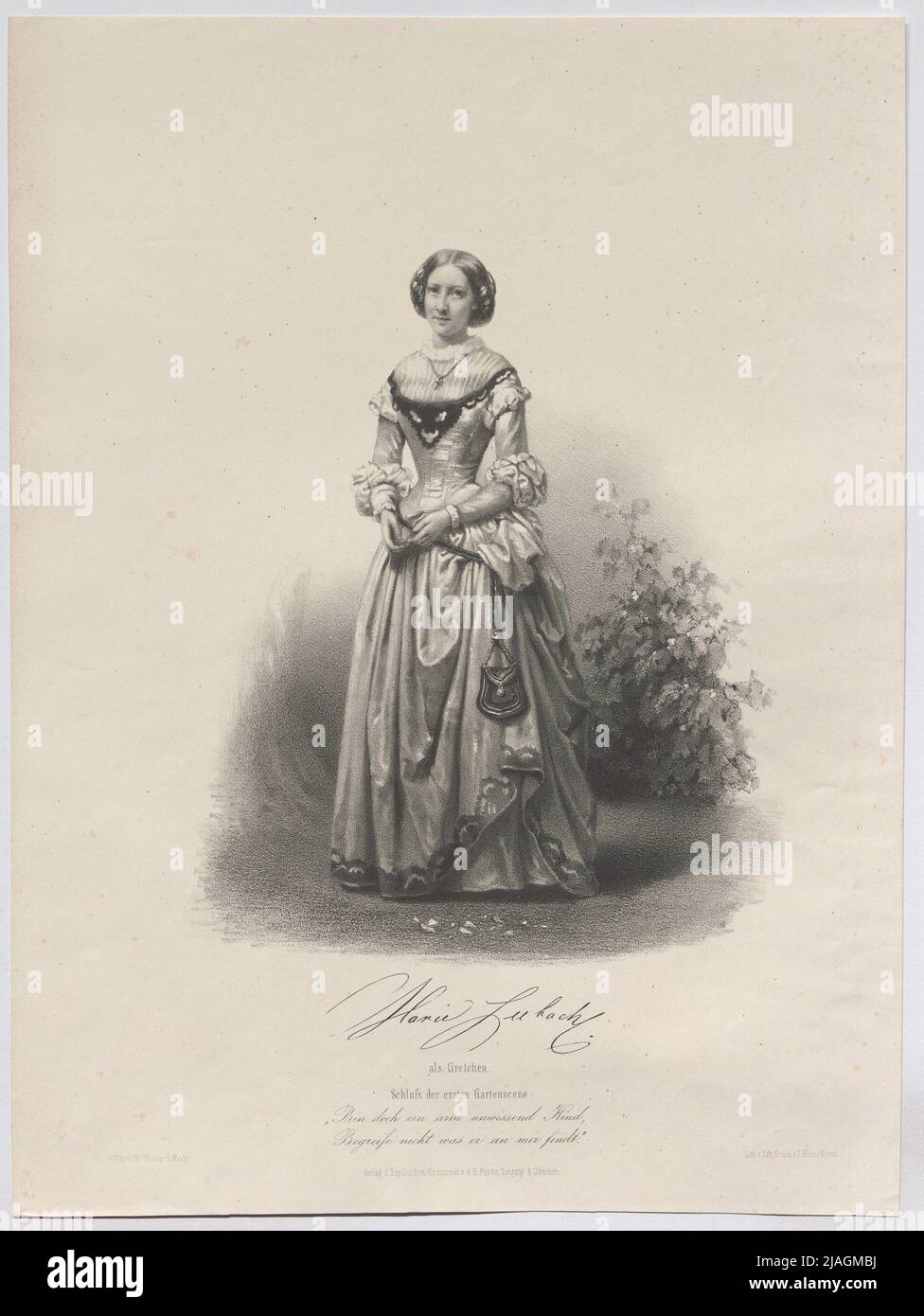 Marie Seebach come Gretchen; fine della prima scena del giardino: '. Marie Seebach come Gretchen da Goethe's Faust i (da' Pracht Album für Theatre & Musik. '). Albert Henry Payne (1812-1902), editore Foto Stock