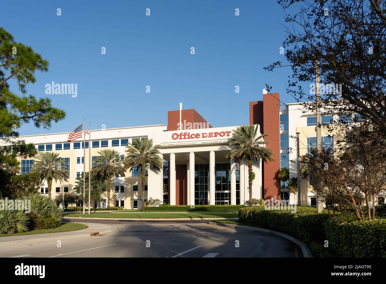 Boca Raton, Florida, USA - 2 gennaio 2022: Sede centrale del Office Depot a Boca Raton, Florida, USA. Foto Stock