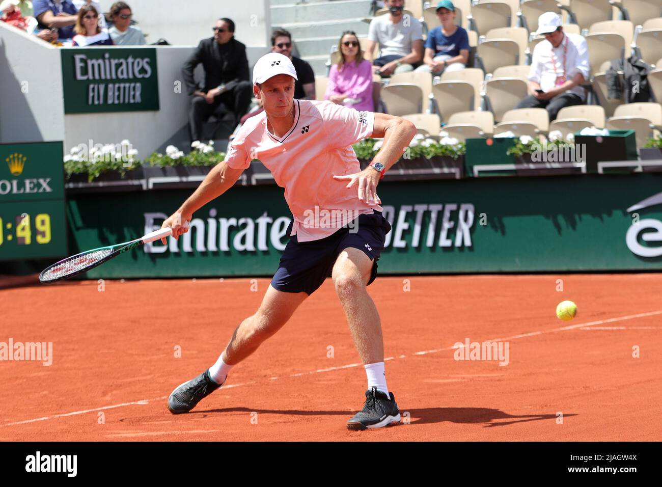 30th maggio 2022; Roland Garros, Parigi, Francia: Torneo Open di tennis francese: Hubert Hurkacz (POL) in azione contro Casper Ruud (NOR) Foto Stock