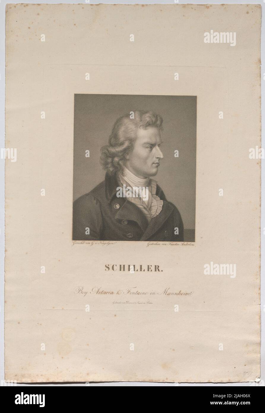 Schiller. '. Friedrich Schiller. Faustino Anderloni (1766-1847), incisore di rame, dopo: Gerhard von Kügelgen (1772-1820), artista Foto Stock