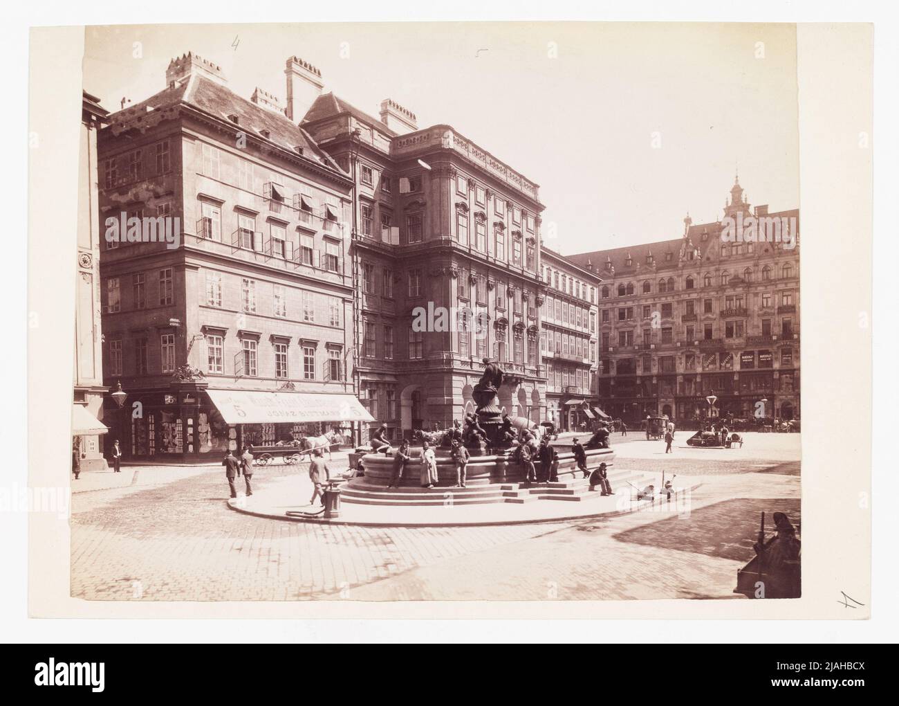 1st, nuovo mercato 4-8 - vista su Thunderbrunnen contro il fronte orientale della piazza. Adolf F. Czihak († 1883), casa editrice Foto Stock