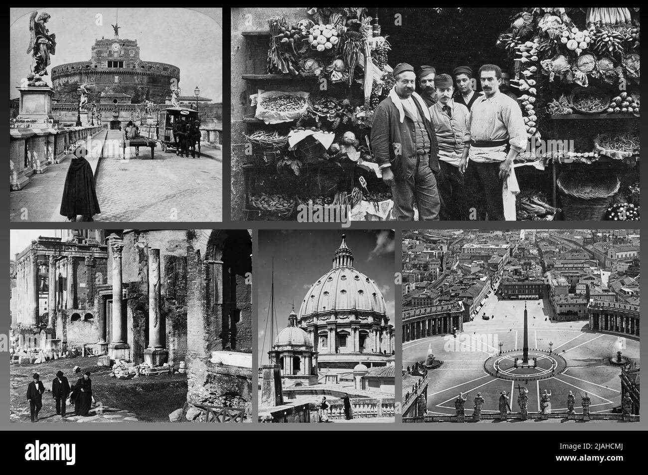 Roma, capitale italiana, con i suoi monumenti storici, come appariva all'inizio del Novecento Foto Stock
