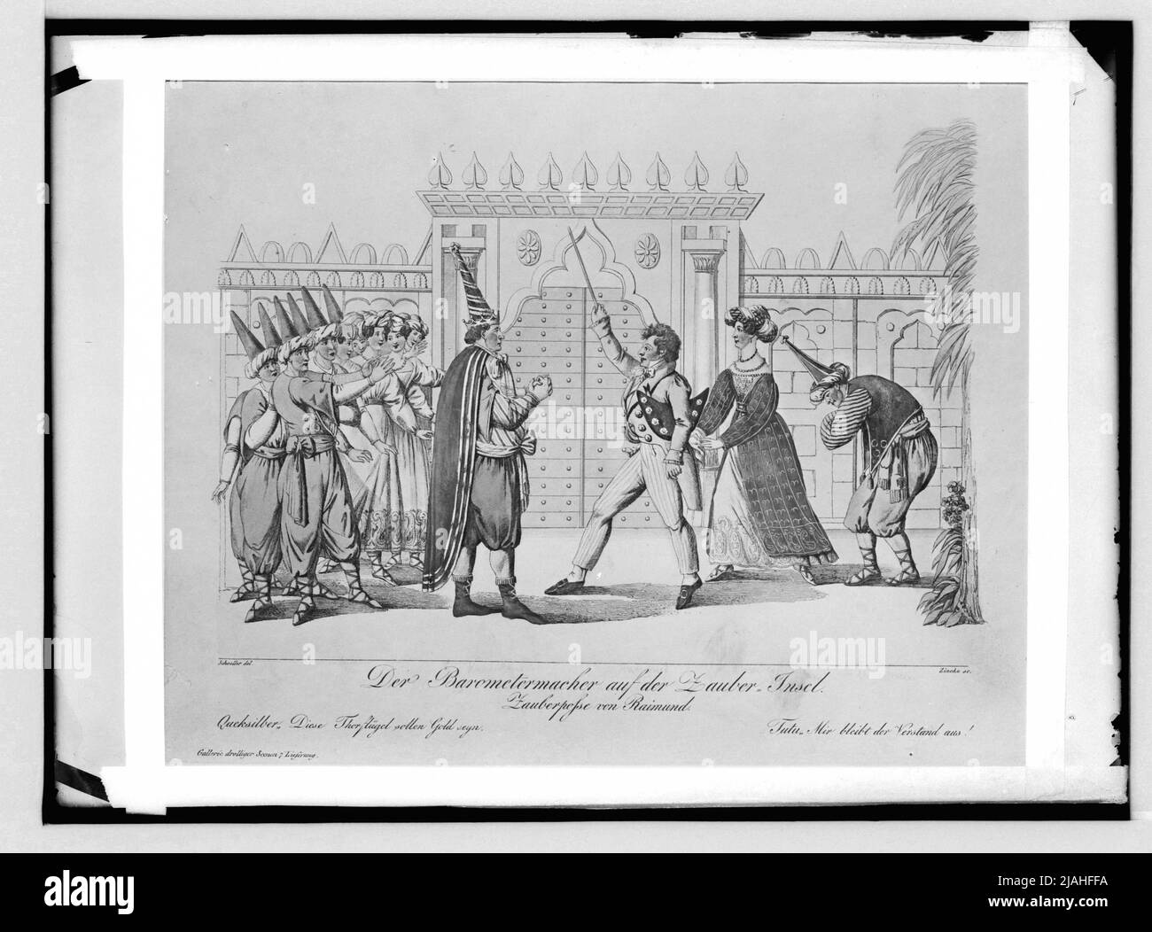 Illustrazione di 'il barometro sul selezionatore' v. Ferdinand Raimund, Johann Wenzel Zinke dopo Johann Christian Schoeller Foto Stock