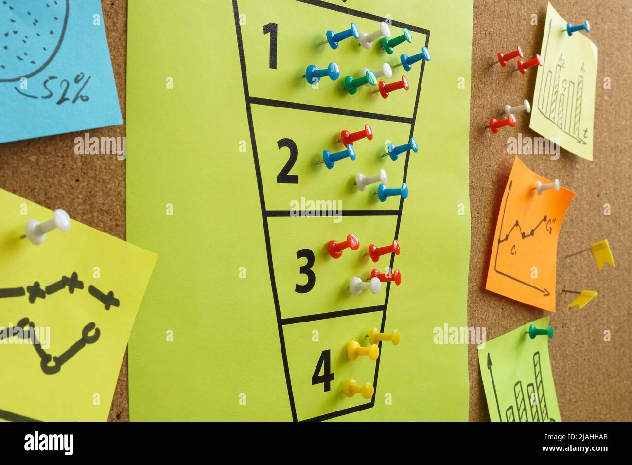 Imbuto di acquisto e grafici di marketing sulla scheda. Foto Stock