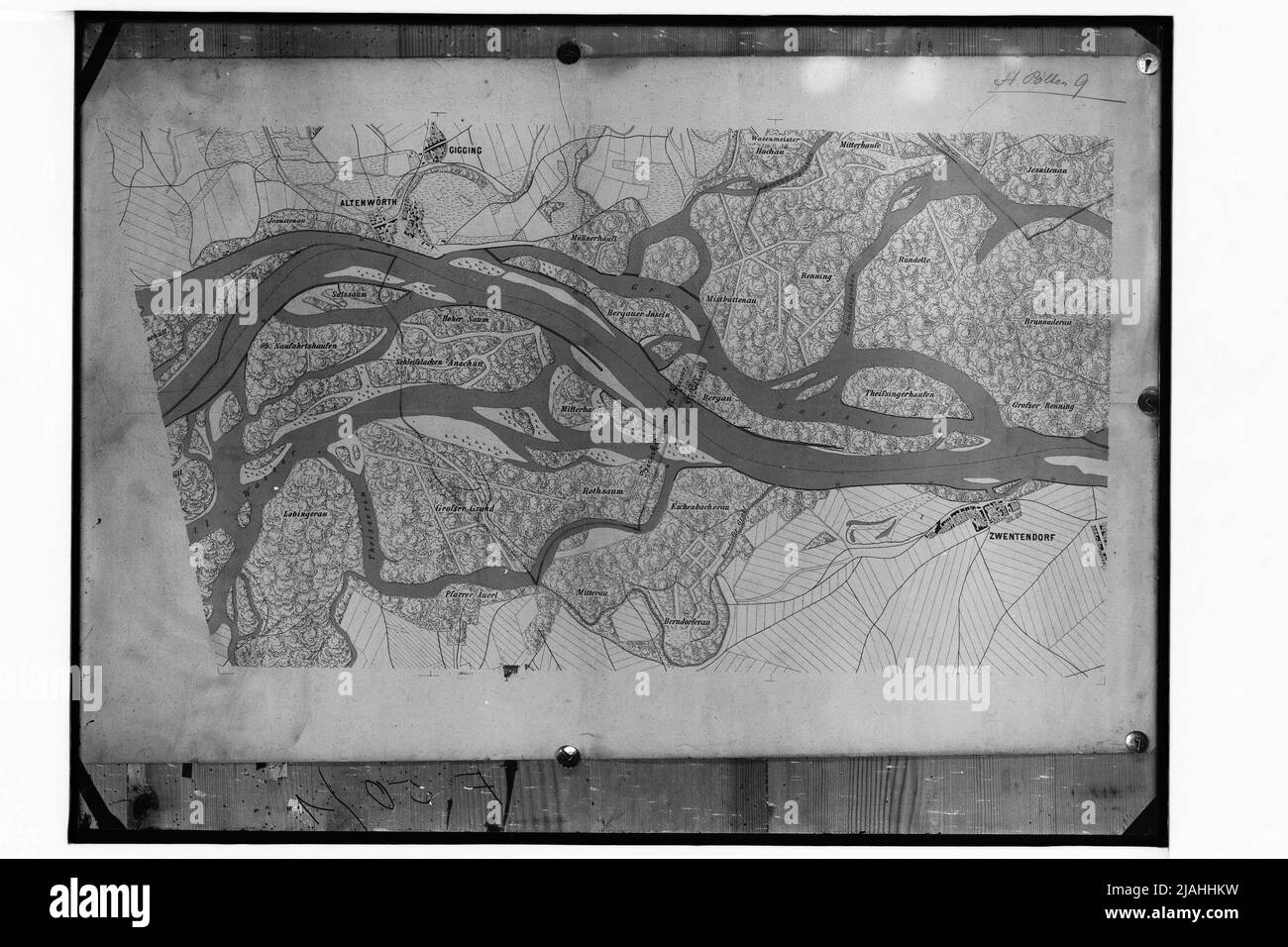 Pianta del Danubio nella zona di San Pölten (sezione 2nd, circa 1850) Foto Stock