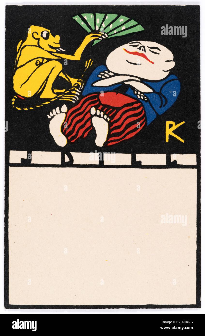 Cartolina di Wiener Werkstätte n° 90: 'JDill' [idyll]. Rudolf Kalvach (1883-1932), artista, Wiener Werkstätte, casa editrice Foto Stock