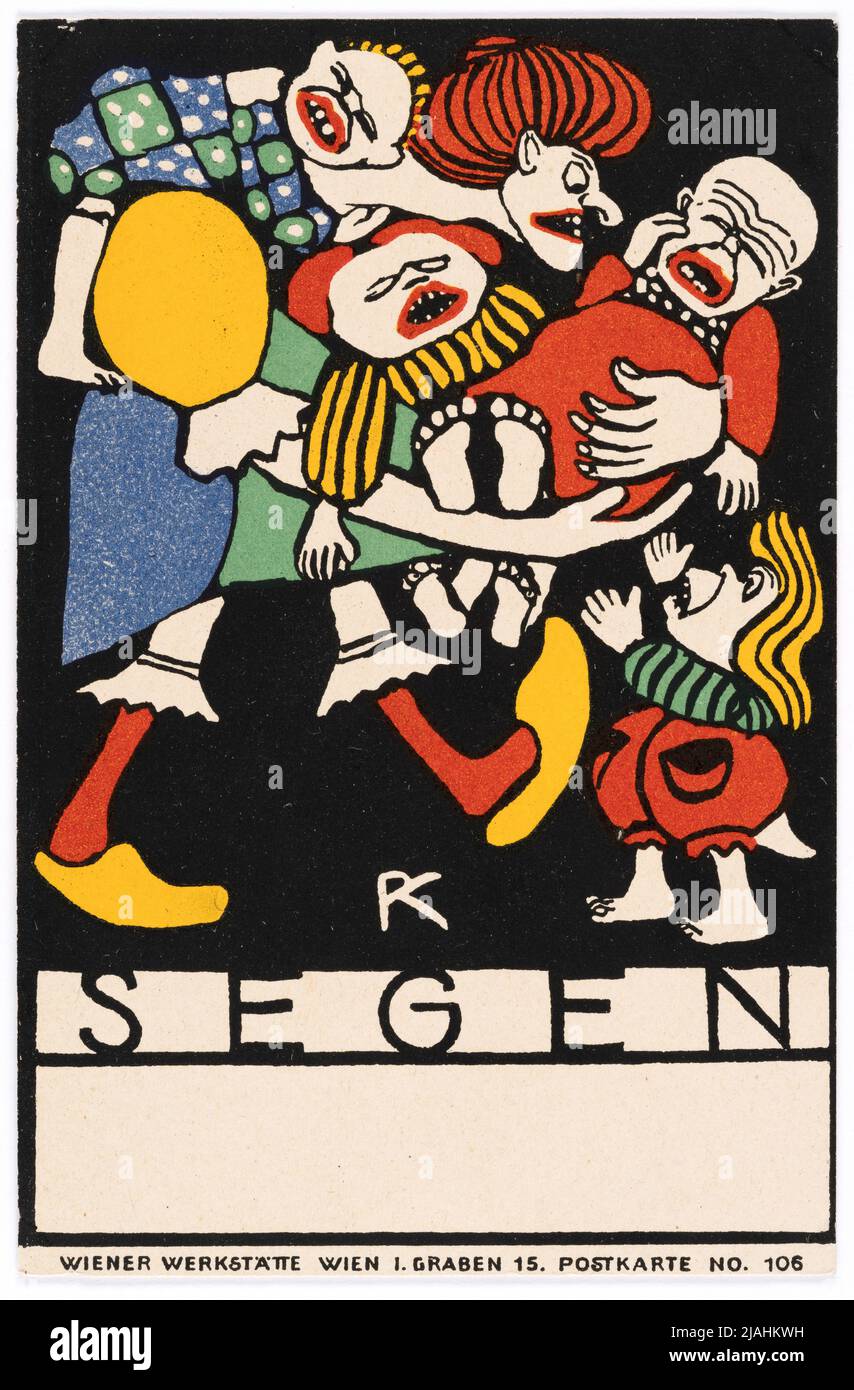 Cartolina di Wiener Werkstätte n° 106: 'Blessing'. Rudolf Kalvach (1883-1932), artista, Wiener Werkstätte, casa editrice Foto Stock