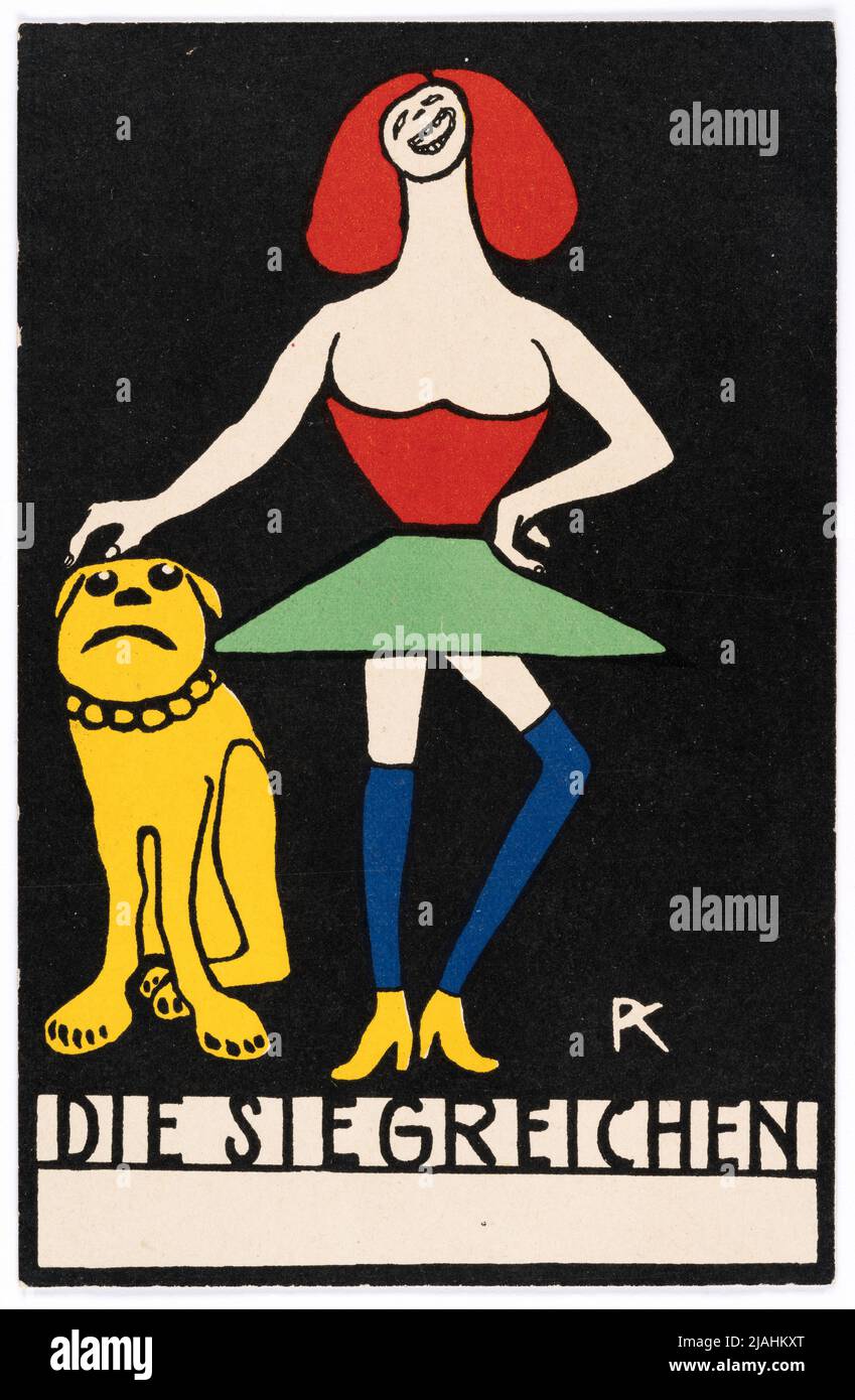 Cartolina di Wiener Werkstätte n° 100: 'Il vittorioso'. Rudolf Kalvach (1883-1932), artista, Wiener Werkstätte, casa editrice Foto Stock