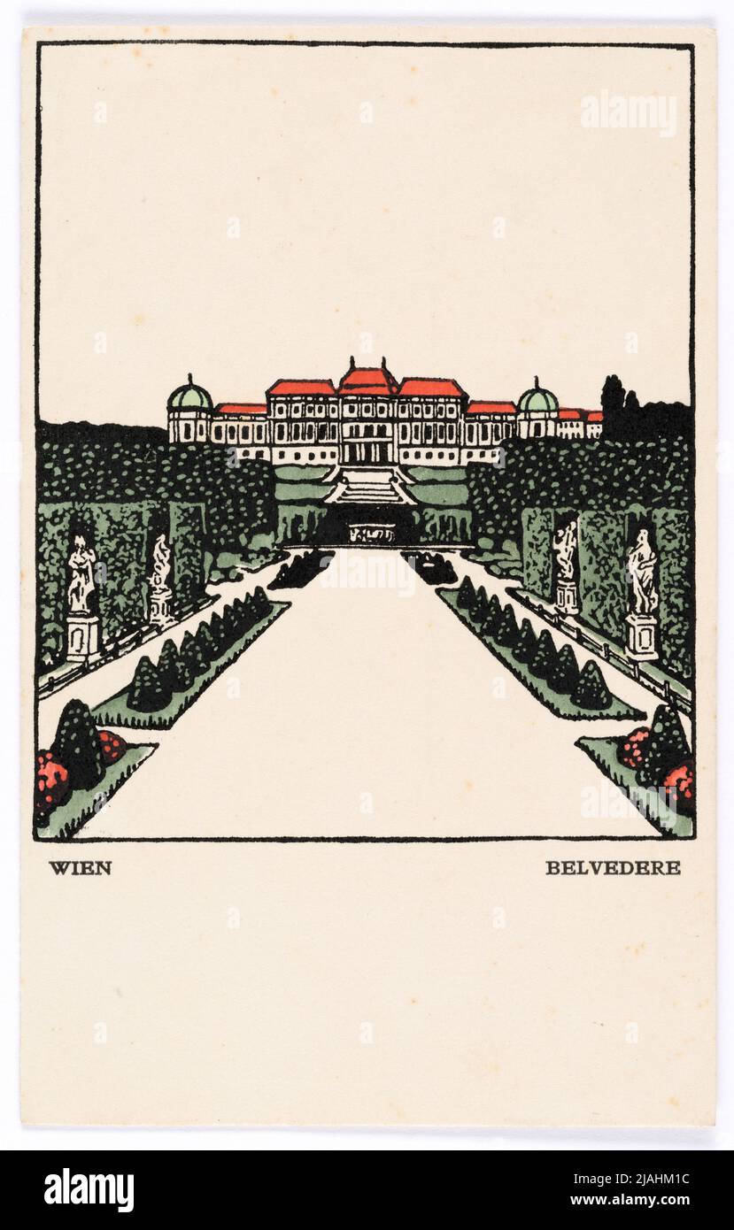 Cartolina di Wiener Werkstätte n° 136: Vienna, Belvedere. Urban Janke (1887-1915), artista, Wiener Werkstätte, casa editrice Foto Stock