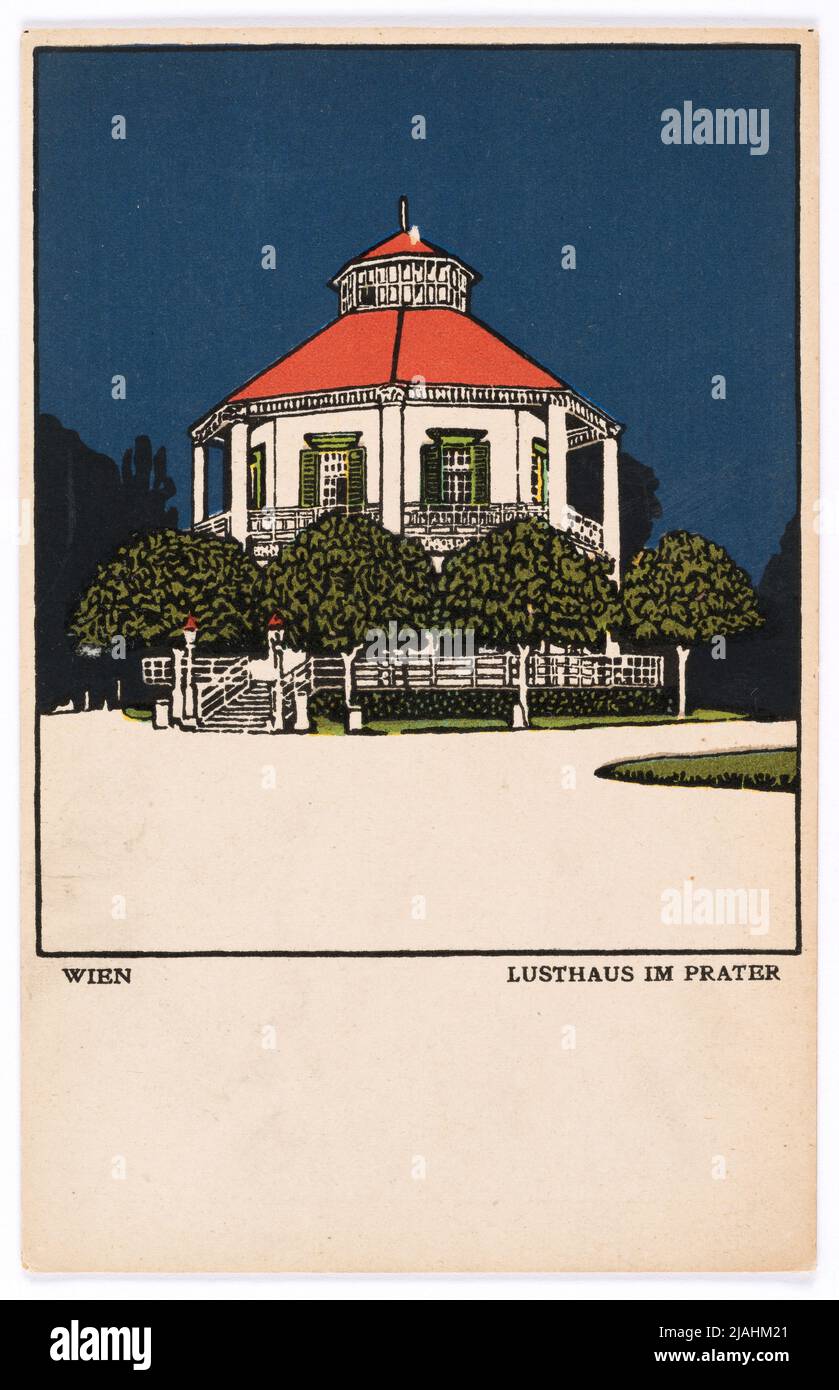 Cartolina di Wiener Werkstätte n° 135: Vienna: Lusthaus nel Prater. Urban Janke (1887-1915), artista, Wiener Werkstätte, casa editrice Foto Stock