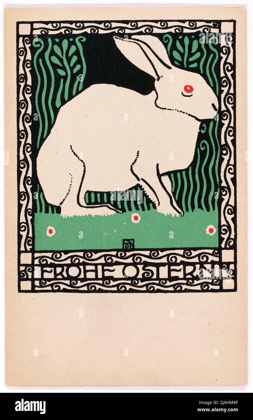 Cartolina di Wiener Werkstätte n° 142: Carta di Pasqua. Josef (József) di Divey (Divéky) (1887-1951), artista, Wiener Werkstätte, Casa Editrice Foto Stock