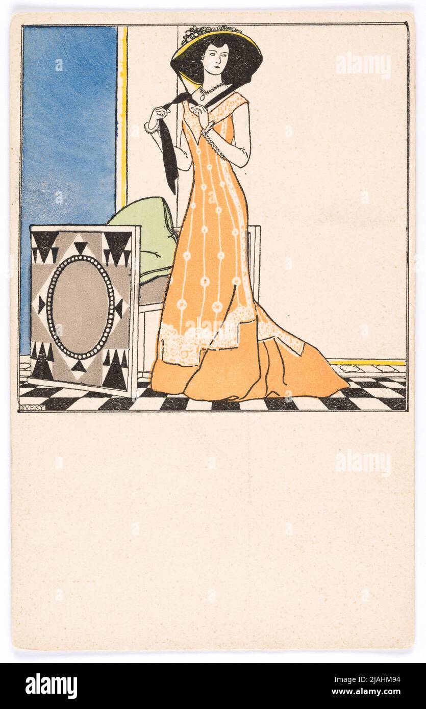 Cartolina del Wiener Werkstätte n° 229: Carta moda. Josef (József) di Divey (Divéky) (1887-1951), artista, Wiener Werkstätte, Casa Editrice Foto Stock