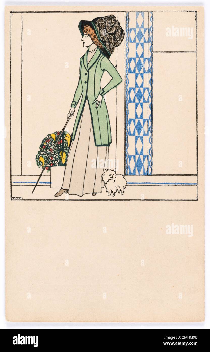 Cartolina del Wiener Werkstätte n° 230: Carta moda. Josef (József) di Divey (Divéky) (1887-1951), artista, Wiener Werkstätte, Casa Editrice Foto Stock