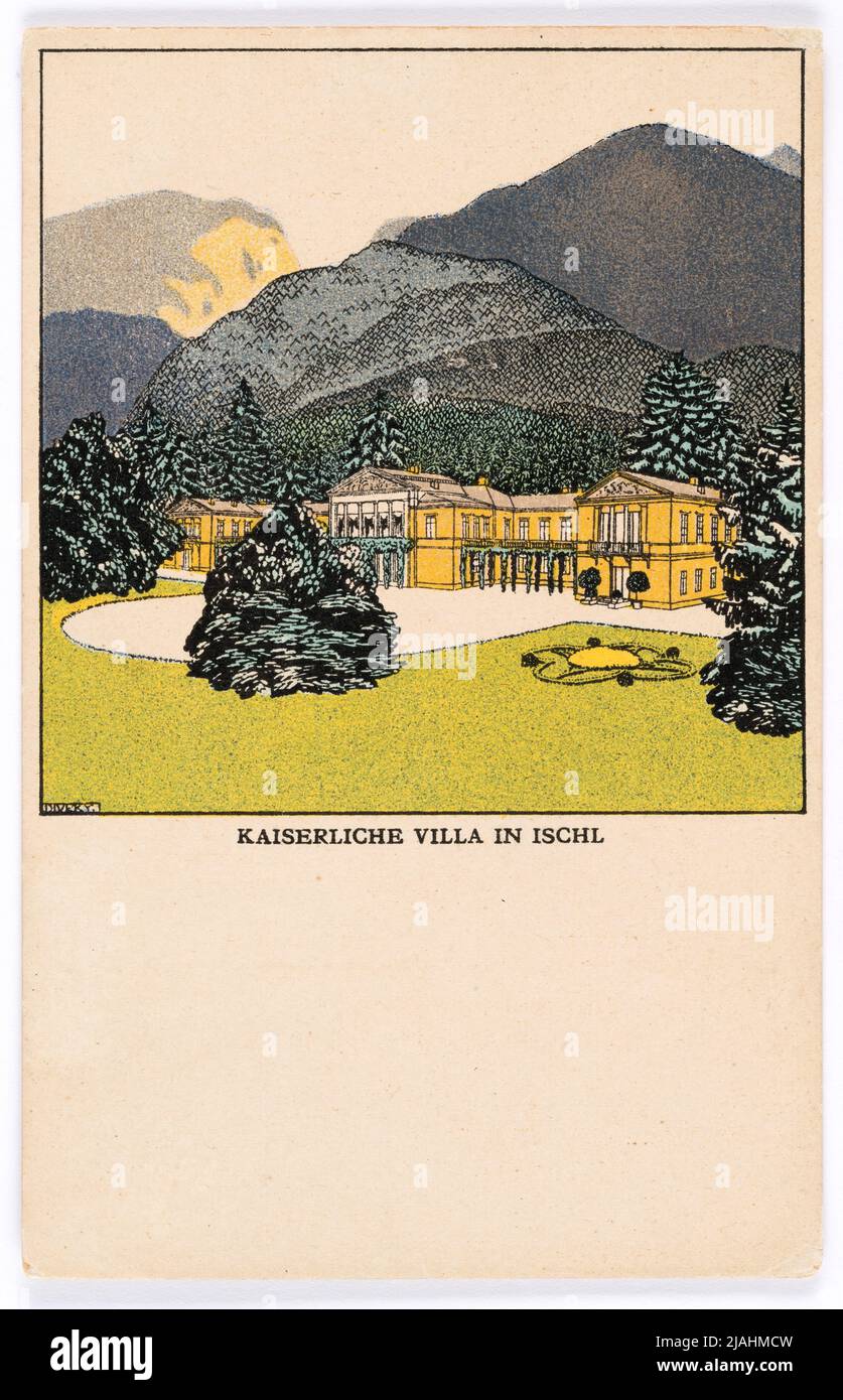 Cartolina di Wiener Werkstätte n° 261: Villa imperiale a Ischl. Josef (József) di Divey (Divéky) (1887-1951), artista, Wiener Werkstätte, Casa Editrice Foto Stock