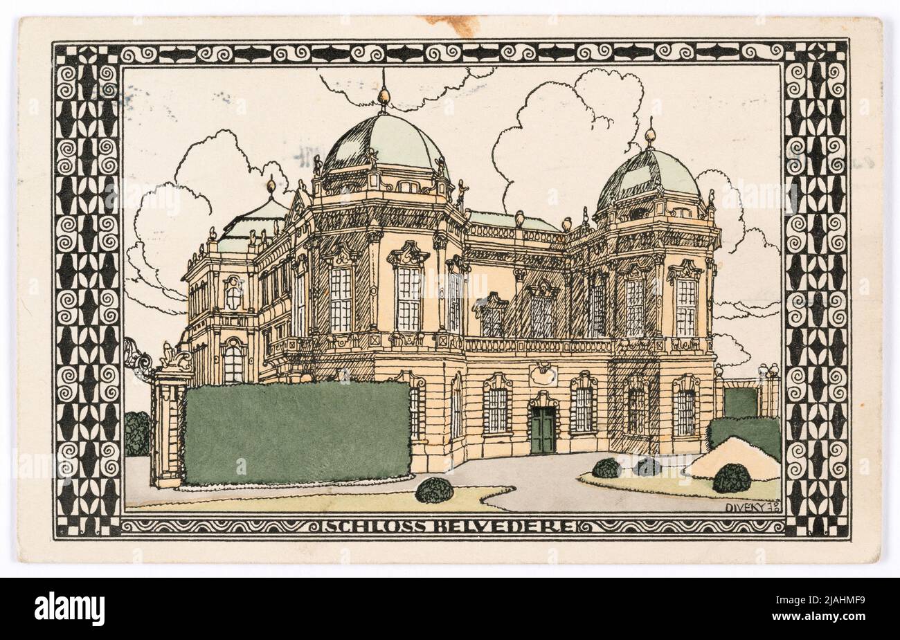 Cartolina di Wiener Werkstätte n° 317: Castello Belvedere. Josef (József) di Divey (Divéky) (1887-1951), artista, Wiener Werkstätte, Casa Editrice Foto Stock